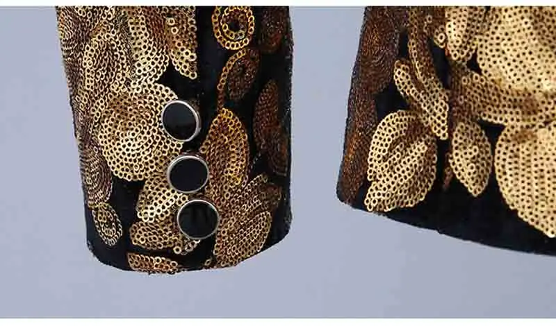 

Men Fashion Sequins Steampunk Vintage Coat Suit Jacket Singer Pop Fancy Blazer Suit Outfit For Men Gray Claret Plus Size 2XL