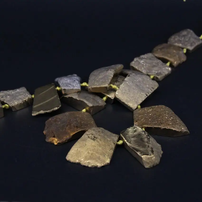 15 5 &quot/нитка из натурального агата золотого Титана верхние просверленные