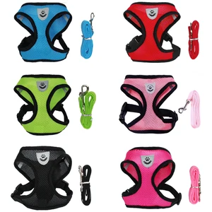 Регулируемая мягкая дышащая шлейка для собак, нейлоновая сетчатая шлейка и поводок для домашних животных, нагрудный ремень для щенка