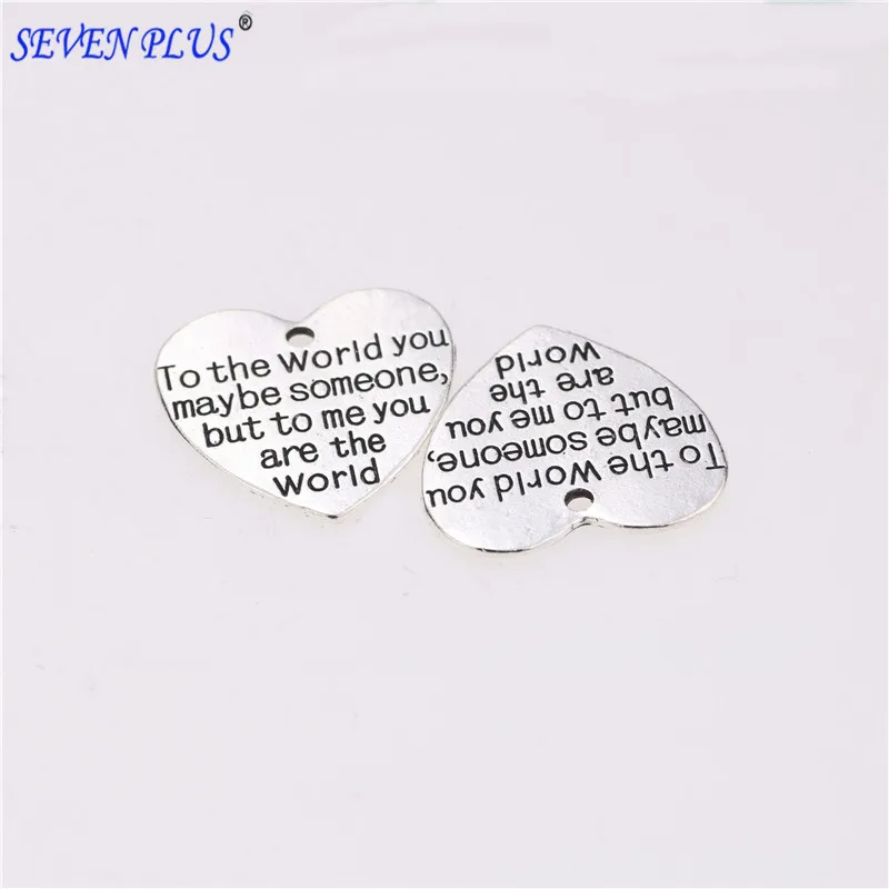 

2017 hot sale 20 Pieces/Lot diameter 25mm antique letter printed to the world you maybe someone Charm Pendant for DIY making