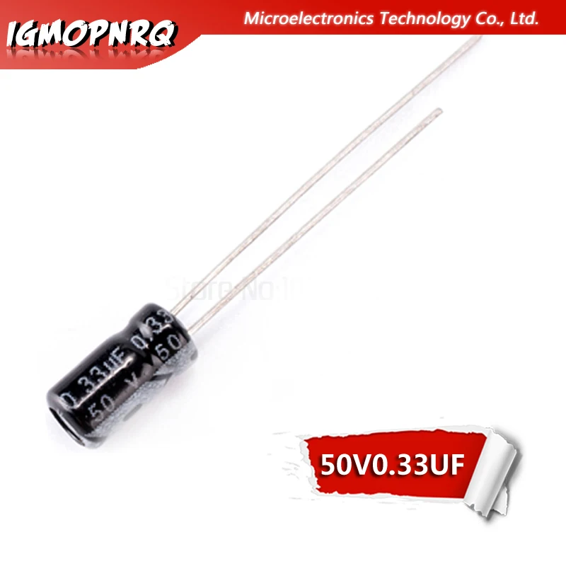 50PCS 50V0.33UF 5*11mm 0.33UF 50V 5x11mm Aluminum Electrolytic Capacitors DIP | Электронные компоненты и