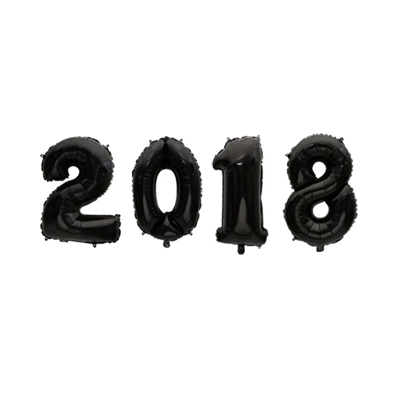 32 дюймовые большие золотые серебряные воздушные шары 2018 с цифрами из фольги