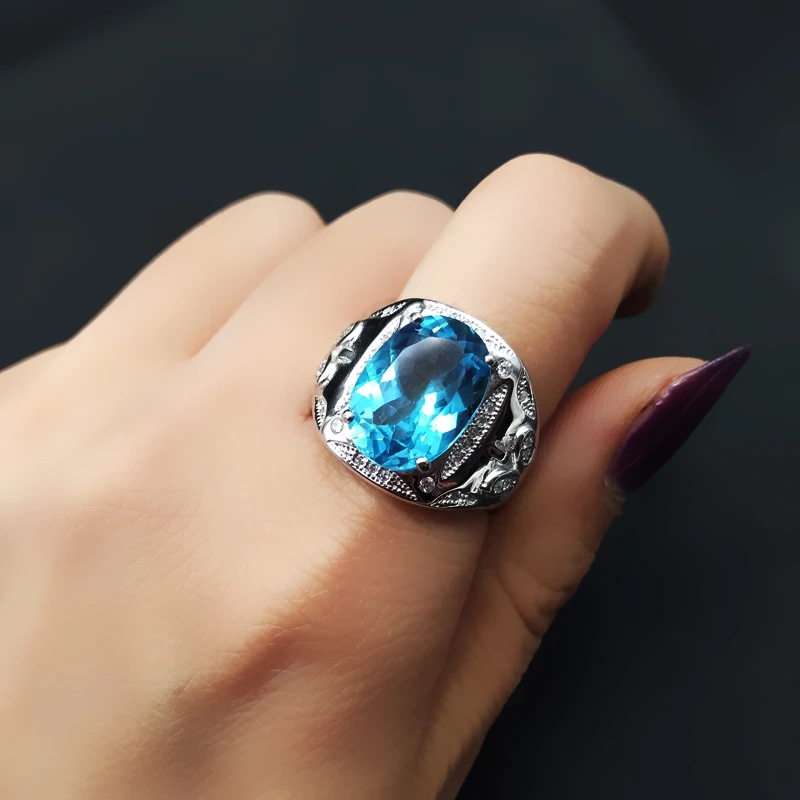 Shilovem кольцо из серебра 925 пробы с натуральным топазом, открытое мужское кольцо, модное ювелирное изделие, юбилей, j101401agb