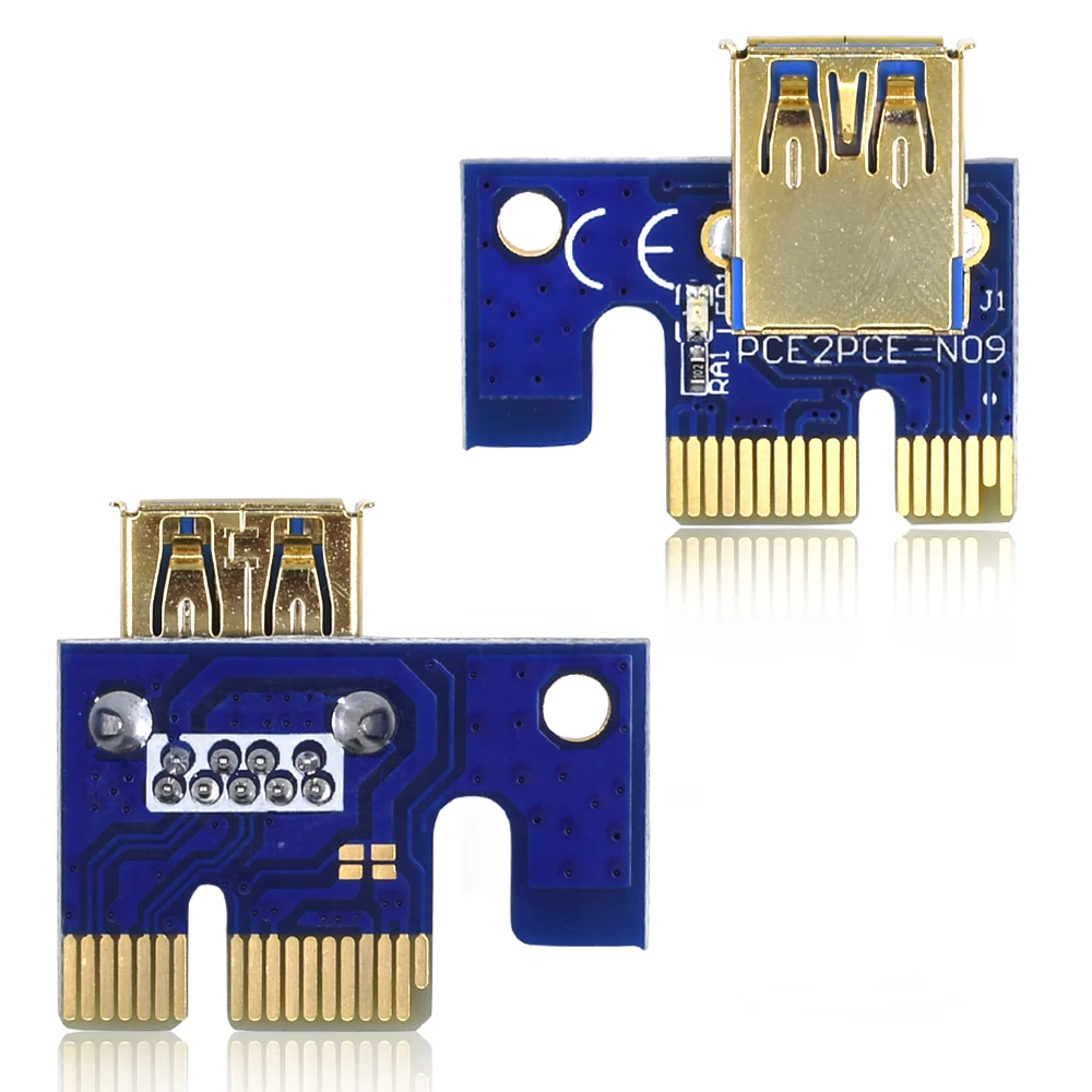 Райзер-карта TISHRIC 10 шт. Golden VER009S PCI Express PCIE PCI-E 009s Molex 6Pin для SATA 1X 16X USB 3 0 адаптер
