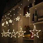 СВЕТОДИОДНАЯ Гирлянда со звездами, Рождественское украшение, праздничное освещение, лампа-занавеска, Свадебный неоновый фонарь 220 В110 В, Европа, США
