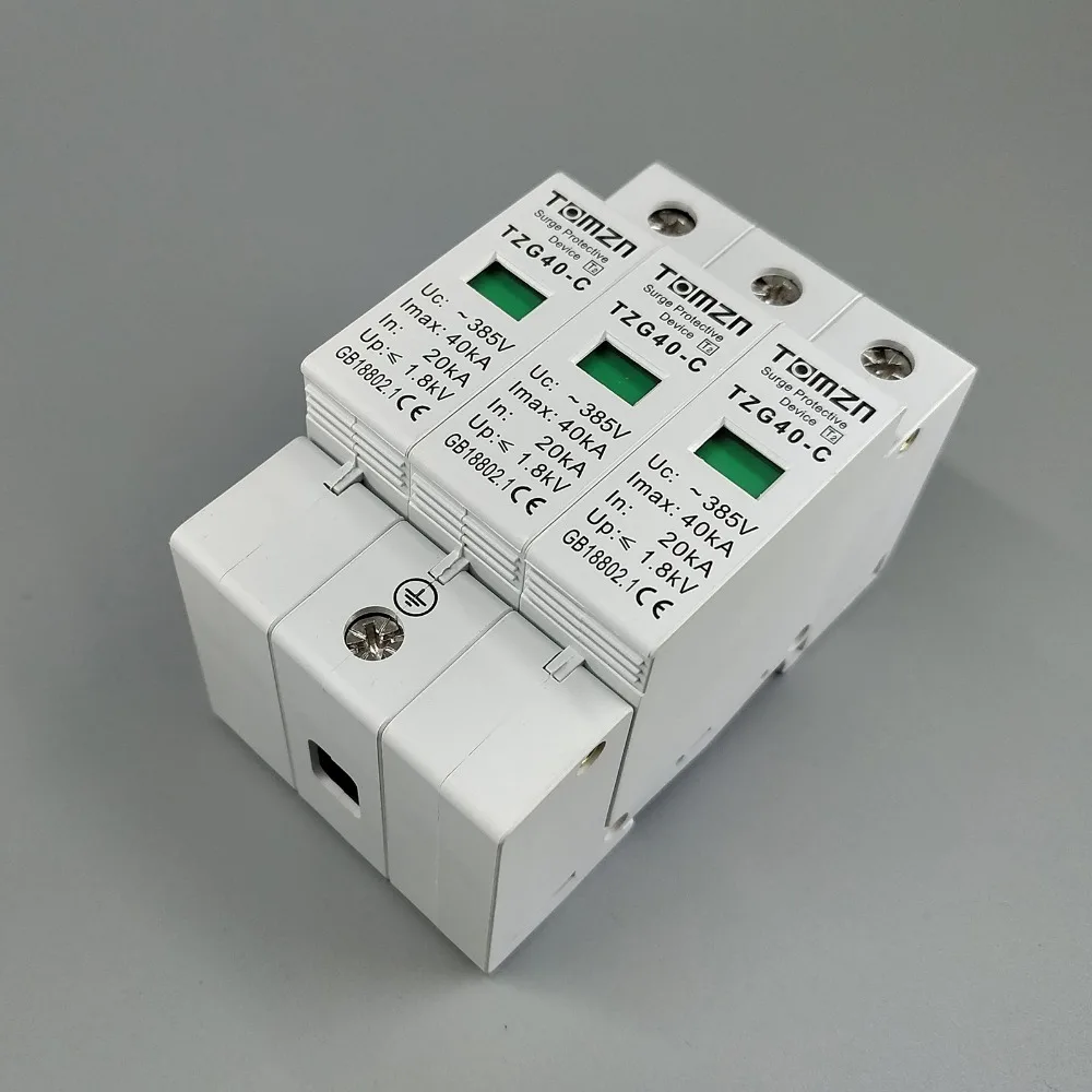 AC сглаживатель перепадов напряжения 3P 20KA~ 40KA C~ 385V дом Стабилизатор напряжения Защитная защита от низкого напряжения и коммутационных перенапряжений устройства