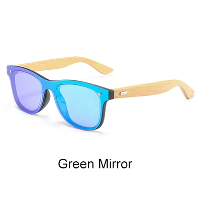 Green Mirror Ralferty квадратные бамбуковые солнцезащитные очки для мужчин и женщин деревянные солнцезащитные очки UV400 Мужские Женские очки аксессуары oculos feminino 1581 - Цвет линз: Green Mirror