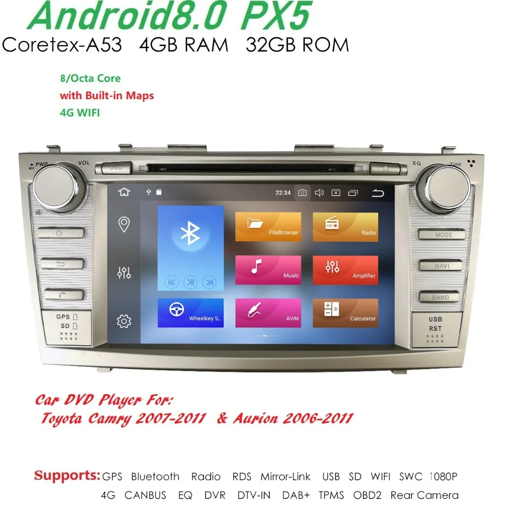 Android8.0/8 ядер 4 ядра/Android7.1/8 1 автомобильный dvd-плеер для Toyota Camry 2008-2011 GPS Navi SD/USB