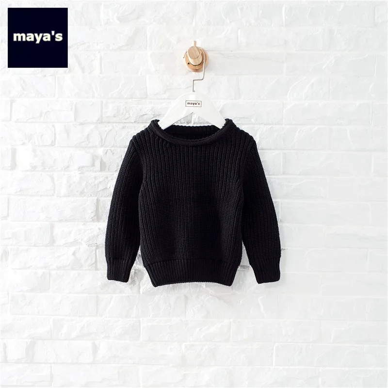 Mayas/модные черные вязаные зимние свитера для мальчиков хлопковые мягкие