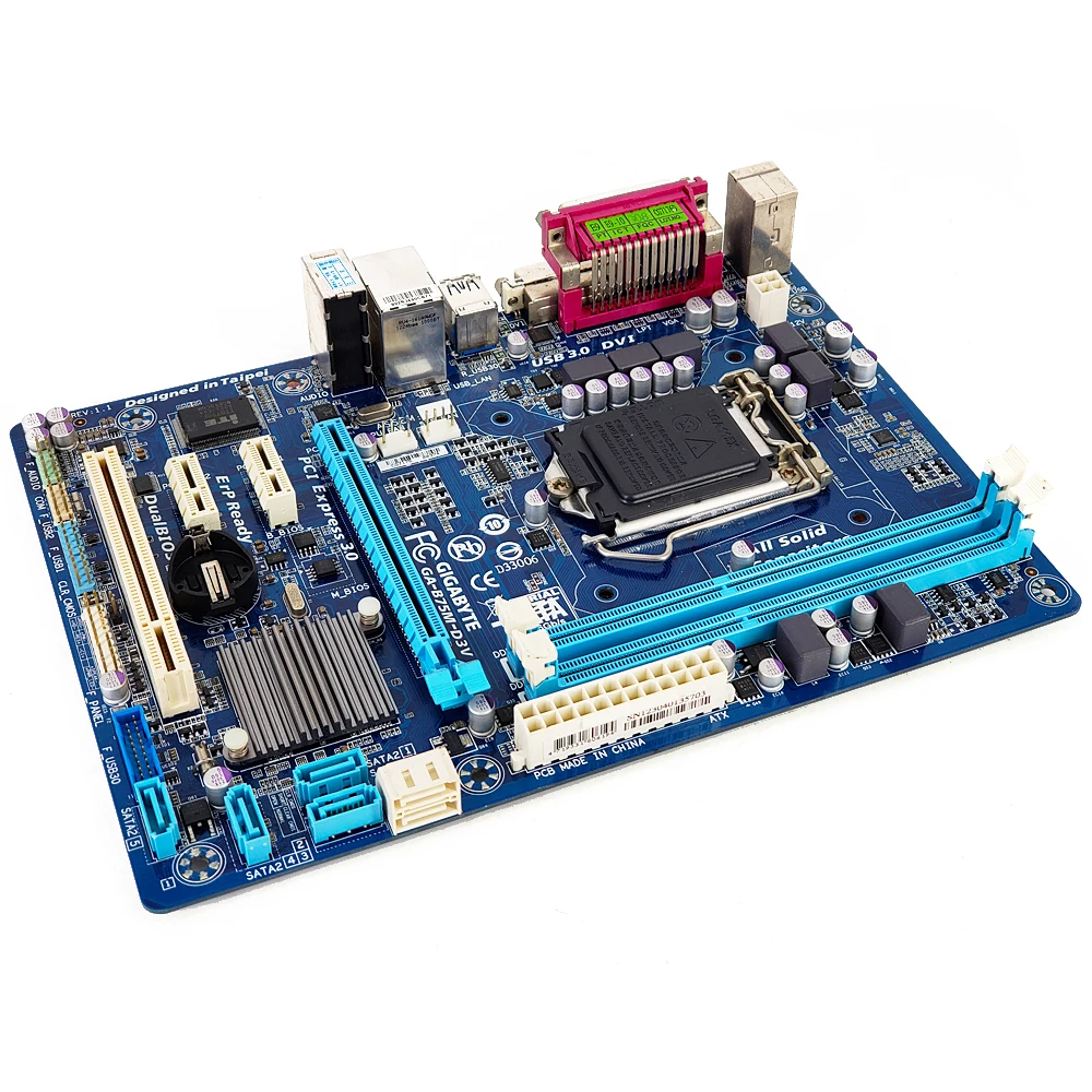 Gigabyte GA-B75M-D3V рабочего Материнская плата B75M-D3V B75 LGA 1155 i7 i5 i3 E3 DDR3 16G SATA3 USB3.0 VGA, HDMI, DVI микро-atx корпус
