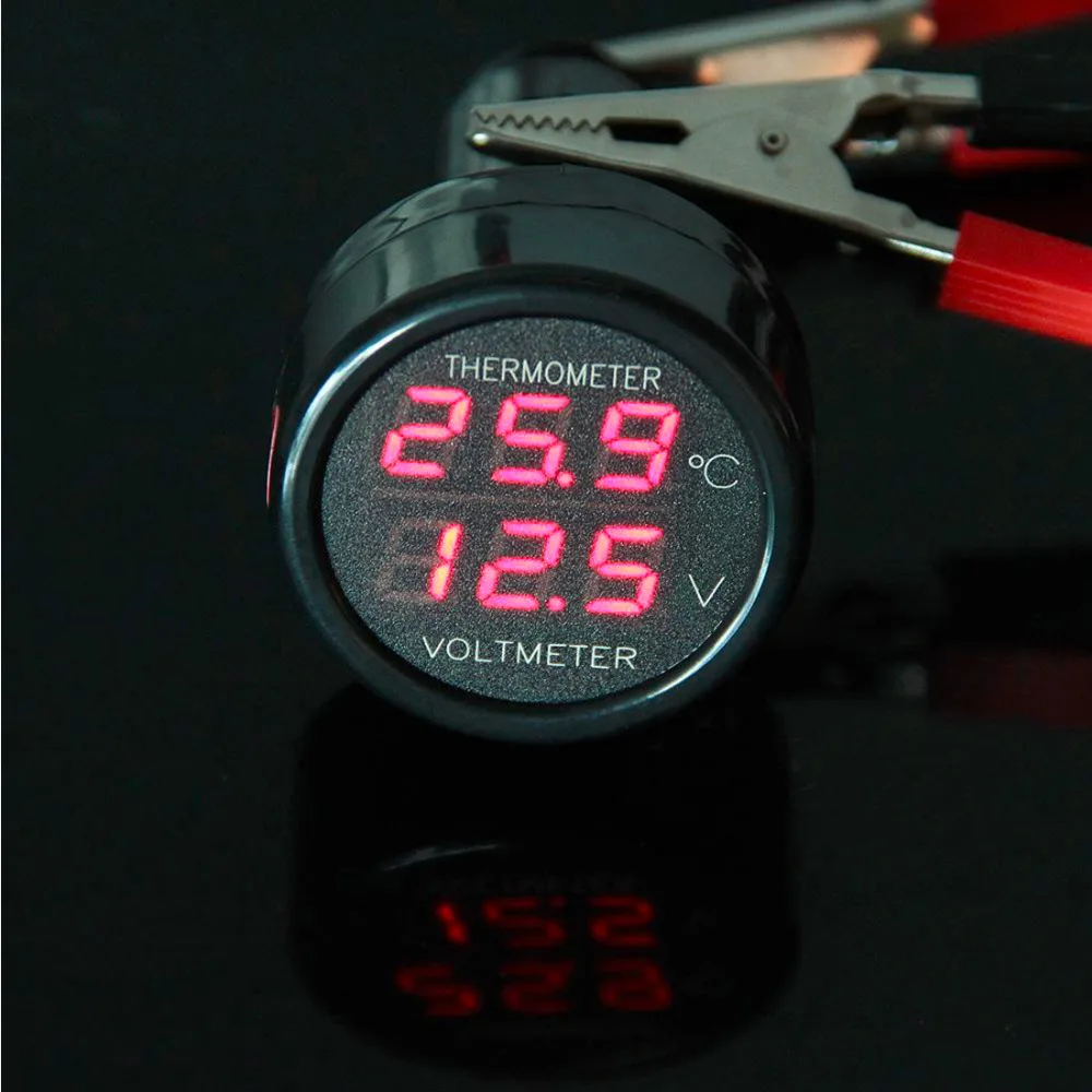 Портативный Напряжение Измеритель постоянного тока, 8-40 V 3 in1 Цифровой вольтметр-термометр прикуривателя автомобиля Зарядное устройство Гарантировано