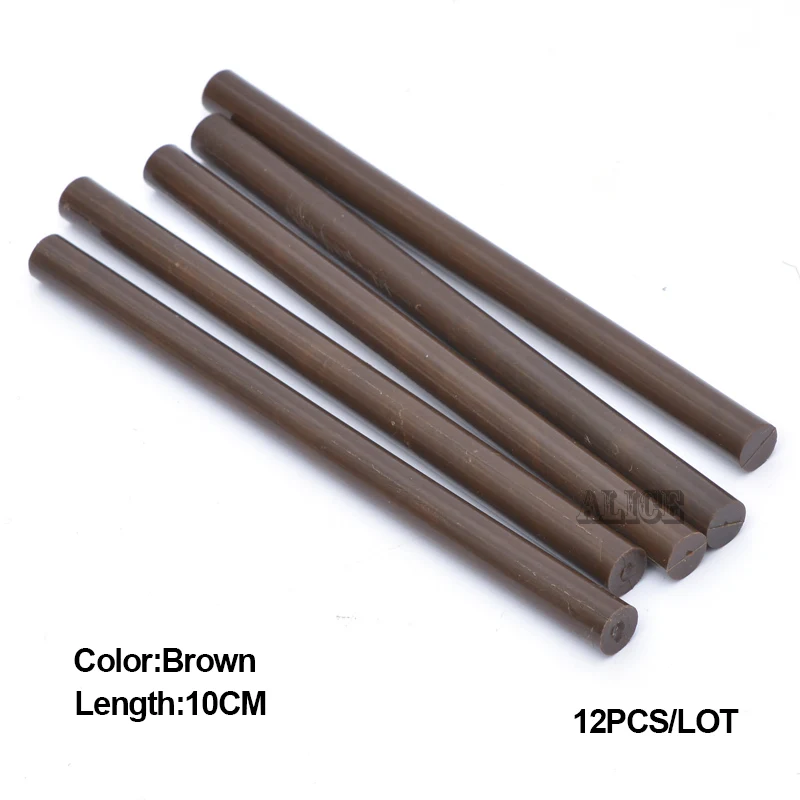 Brown 10CM Черные клеевые палочки 30 см, Итальянский кератин, клеевые палочки, цветной Кератиновый клей для наращивания волос - Цвет: Brown 10CM