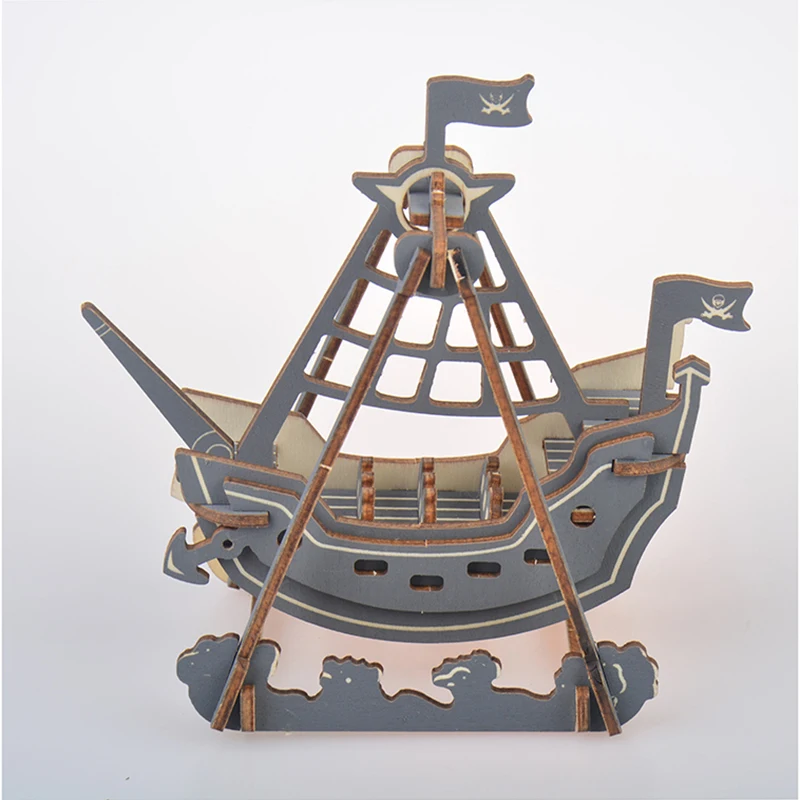 Маленькая игрушка пиратский корабль модель 3D DIY деревянные сборочные модели