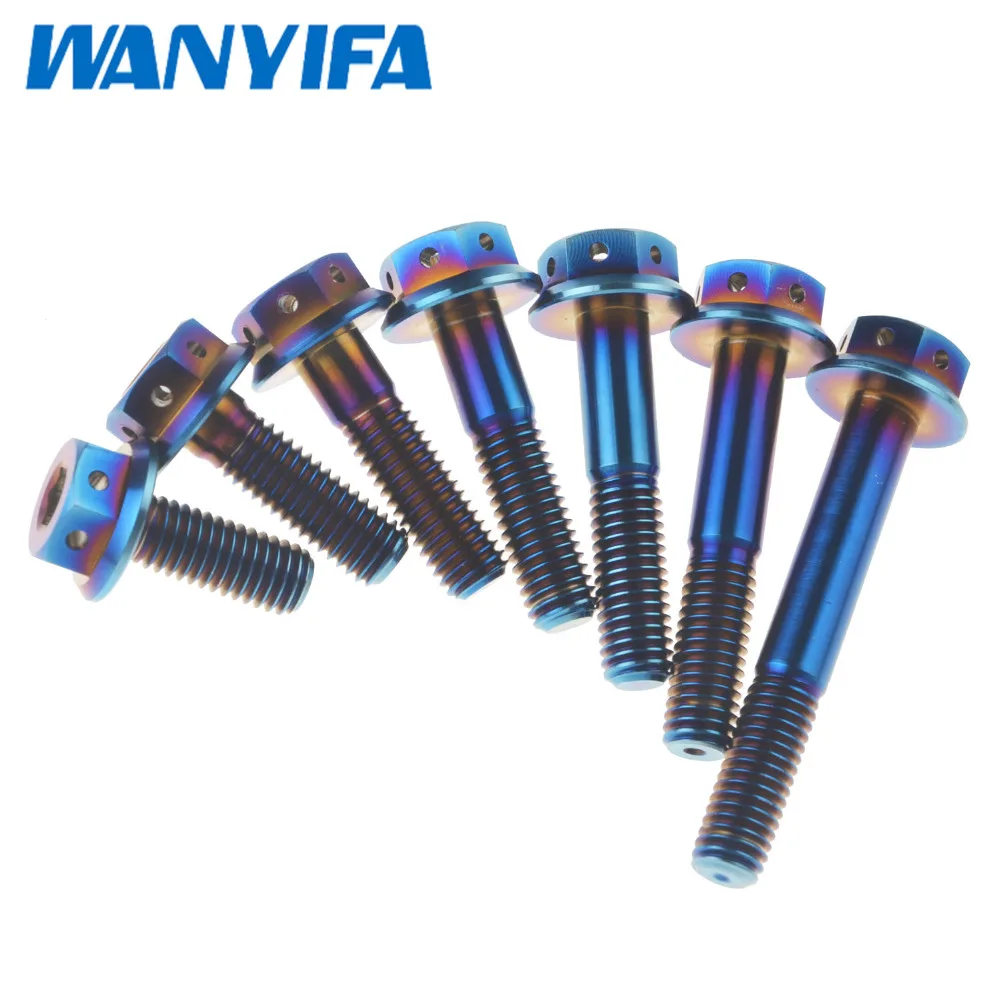 Wanyifa Титан m10 x 20 25 30 35 40 45 55 мм hex С Шестигранной Головкой Фланец Болт для Honda Suzuki yamaha