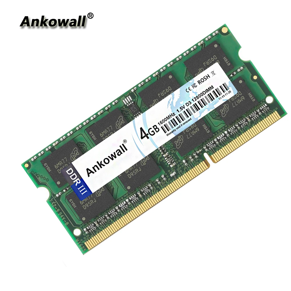 Память Ankowall для ноутбука DDR3 1600 МГц 8 ГБ комплект (2x4 ГБ) 4 Гб ОЗУ SODIMM|Оперативная