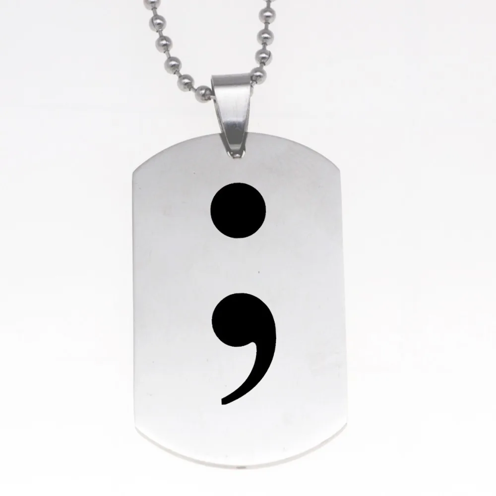 Semicolon Charm Necklace Keychain Prevent Suicide Awareness Women Stainless Steel Jewelry Dropship Accepted YP3926 | Украшения и
