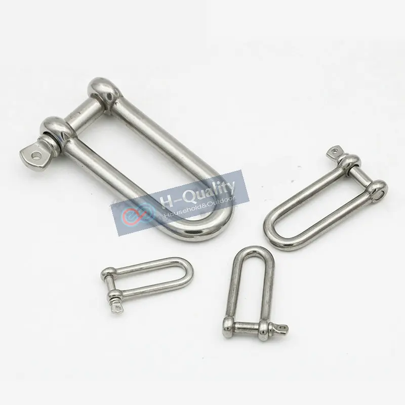 HQ AC1 AISI304 Long Straight D Shackle or AISI316 Extra Wide Stainless Steel Anchor Chain Wire Rope Connector |