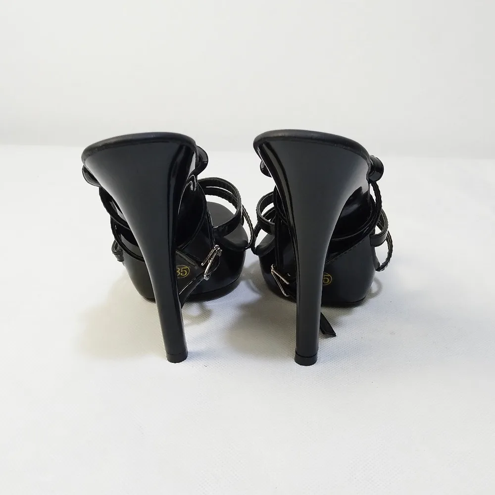 13 cm sexy sexy women's open-toe sandals, painted black classic stiletto platform sandals