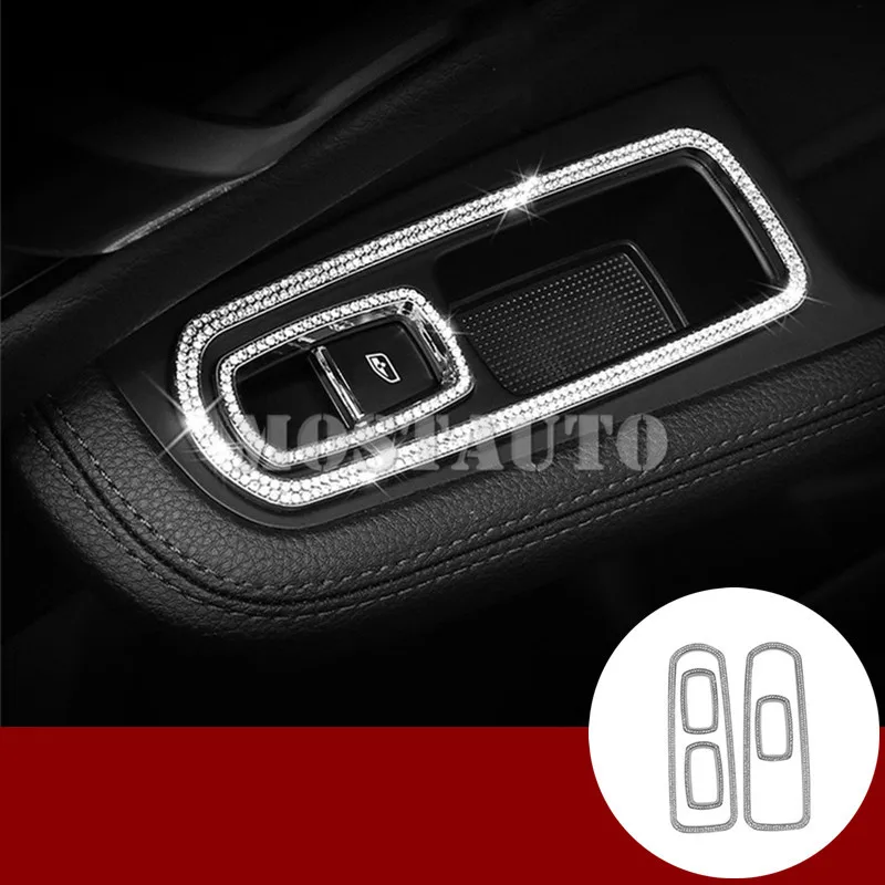 

For Porsche Cayenne Rhinestone Style Car Door Window Lift Switch Cover 2011-2017 5pcs Car Accessories Interior