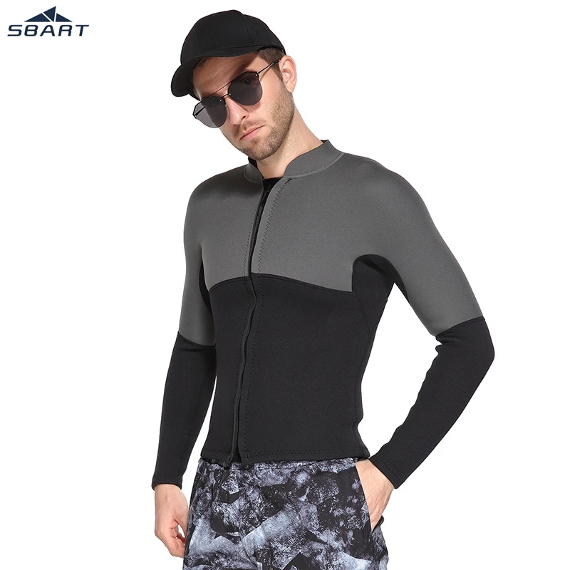 

SBART Men 3mm Scuba Diving Suit Jacket Windsurfing Swimwear Boating Snorkeling Fleece Lining Warm Elastic Thick Jacket Wetsuit