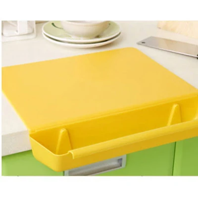 Yellow 2 в 1 чистая цветная разделочная доска Нескользящая складывающаяся разделочная доска Кухня Складная разделочная доска пластиковая Толстая тарелка для фруктов - Цвет: Yellow