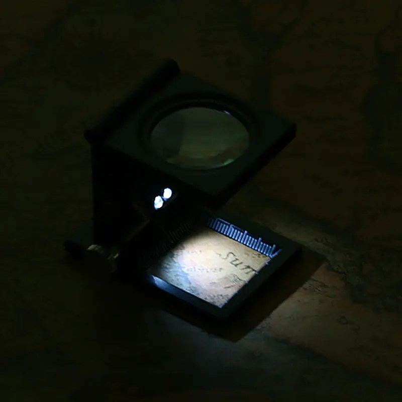 Wholesale 10X Magnifier Desktop Optical Len Magnifying Glass with Fabrics Measure Scale Sewing Thread Counter and 2 LED Light |