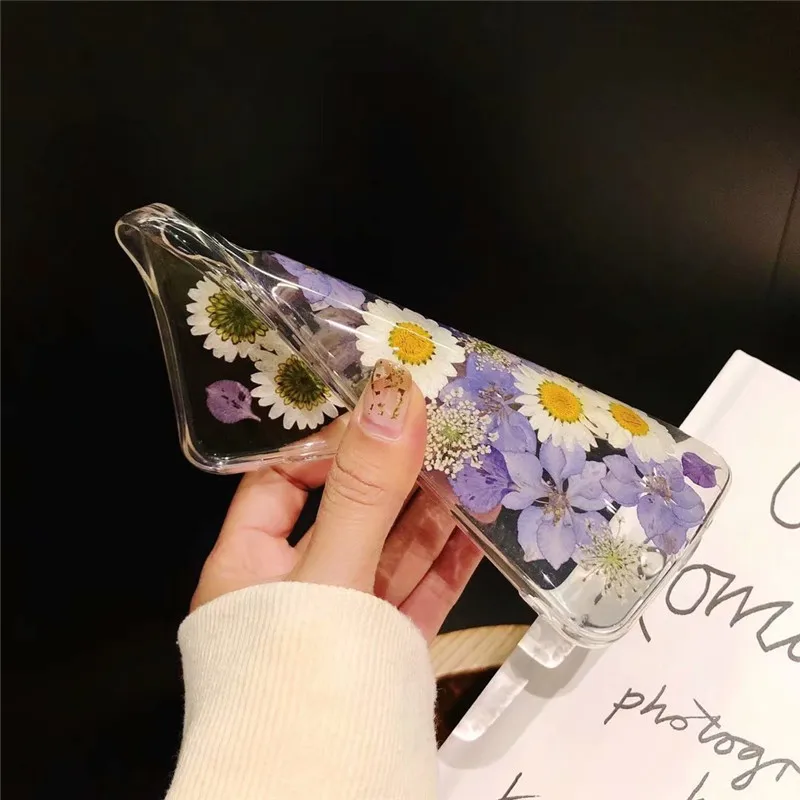 Чехол DIS настоящие сушеные чехлы с цветочным принтом для IPhone X XS Max XR 6 6S 7 8 Plus чехол