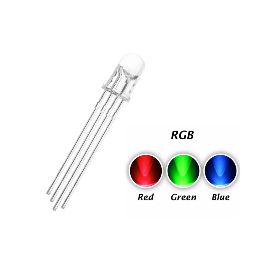 50 шт. 5 мм RGB светодиодный общий катод 4pin красный зеленый синий круглый