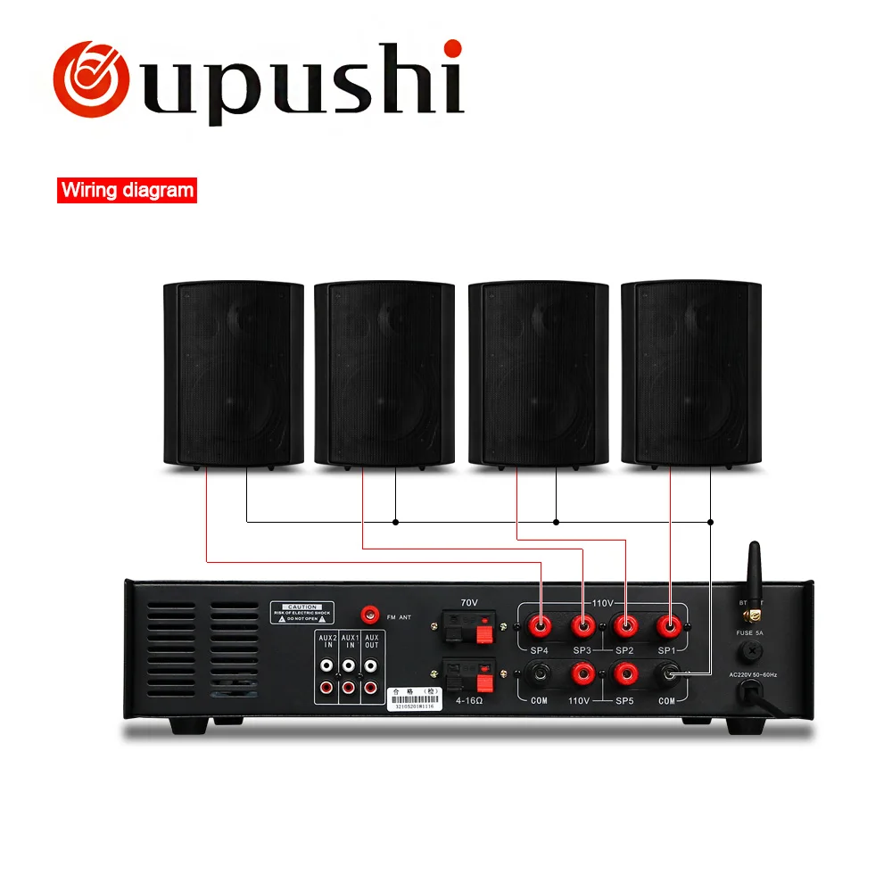 OUPUSHI HT 1.2AT 5 Zone 120W Pa система Bluetooth FM 2 Mic вход Черный Цвет USB/SD карта смешанный