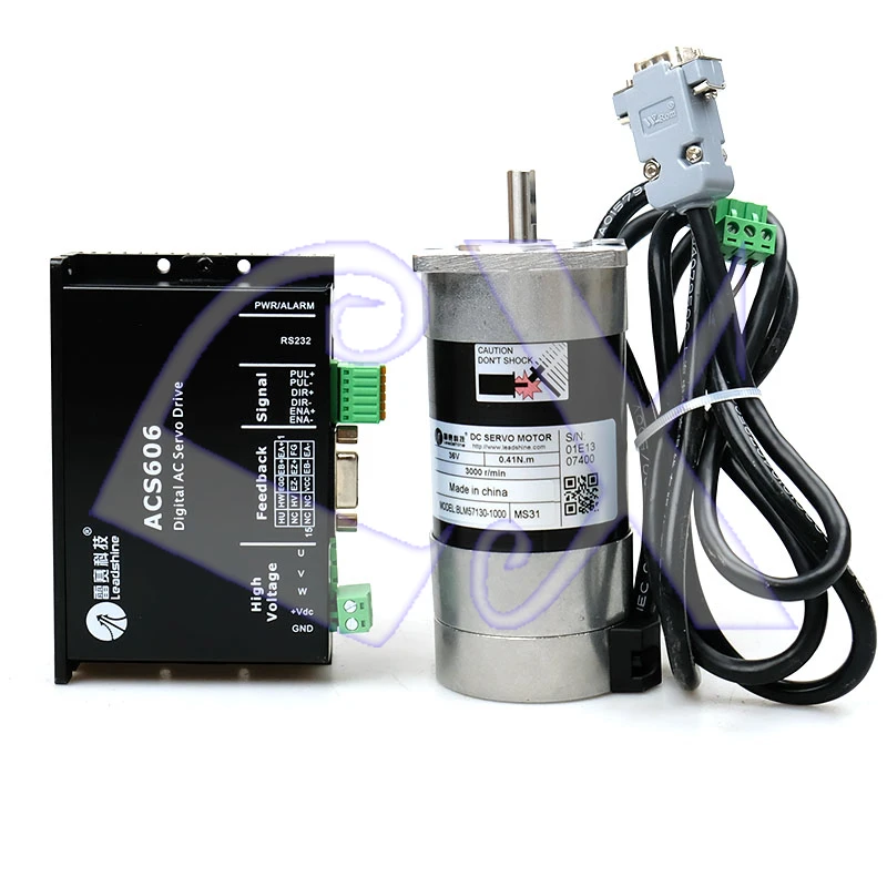 Leadshine 130 Вт DC бесщеточный Серводвигатель Drive Kit 5.3A 36VDC 0.41NM 3000 об/мин импульсный Управление BLM57130-1000+ ACS606 с кабелем