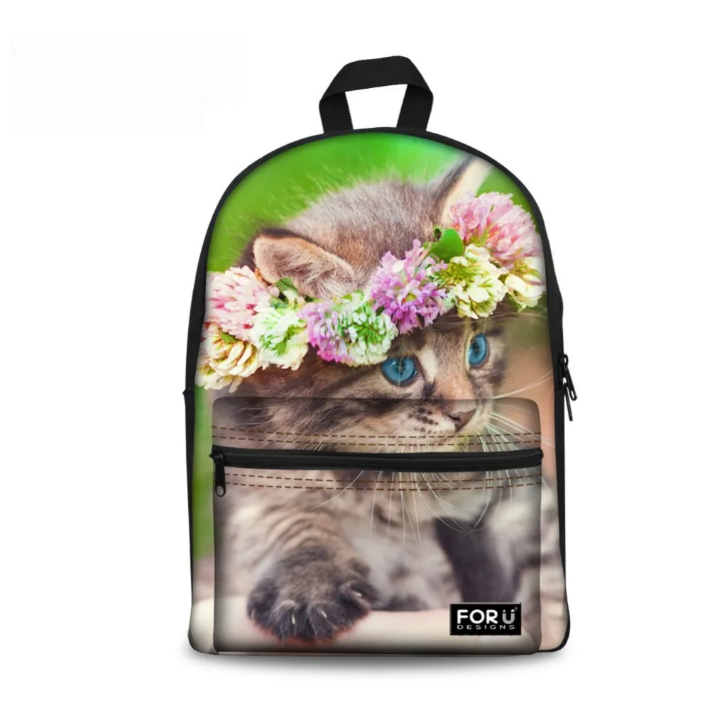 NoisyDesigns Boys Girls School Backpack lovely flower cat printing Mochila Rucksack bag for Teenage students Shoulder Bag |