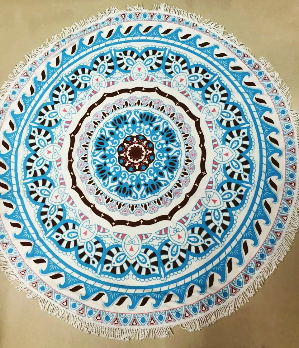 Loutsi 150 см круглое пляжное полотенце с кисточками из микрофибры с большим реактивной печатью пляжное полотенце s servette De Plage Adulte Bath Tow