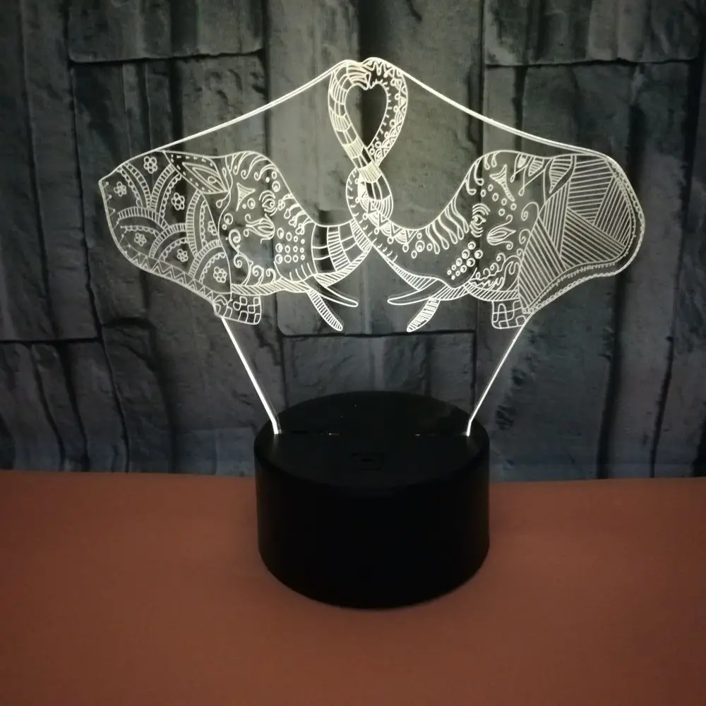 3d-ночсветильник в виде слона с питанием от Usb милая 3d-лампа сенсорным Led