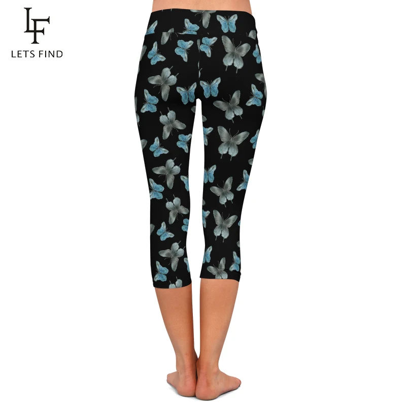LETSFIND с высокой талией размера плюс женские черные Капри Леггинсы красивая одежда