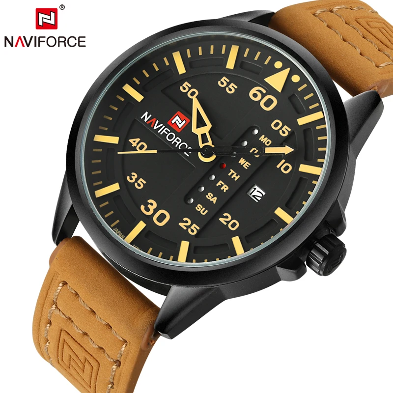 NAVIFORCE оригинальные Роскошные брендовые армейские военные кварцевые часы мужские