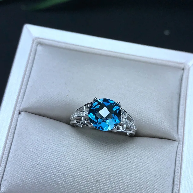 KJJEAXCMY fine jewelry The 925 sterling silver is recommended for both men and women with a natural blue topaz ring that comp | Украшения и