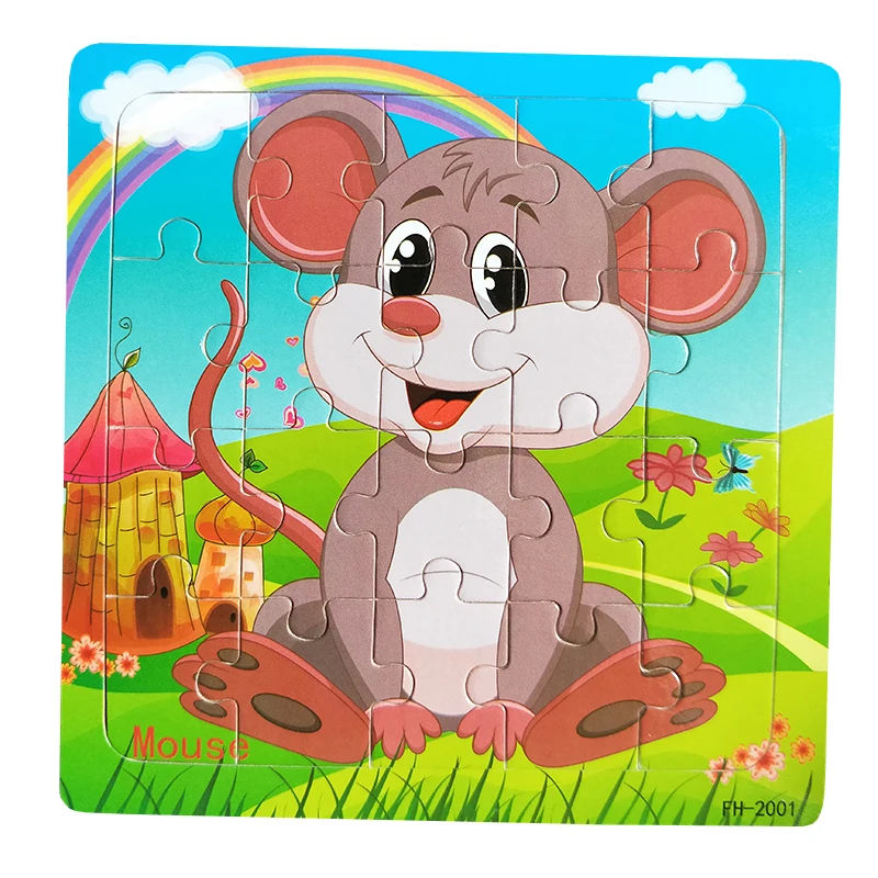 Детские игрушки 20 шт./компл. мультфильм животных головоломки имеют ссылки на фотографии деревянные игрушки для детей обучающие подарок yu-gi-ой