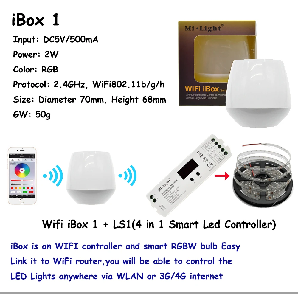 Умный светодиодный контроллер Mi Light 4 в 1 совместим с одним цветом/цветовой