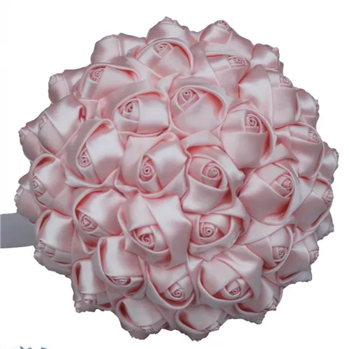 shell pink Дешевые Marfim цвета слоновой кости Шелковый Свадебный букет цветы девушка/Подружка невесты/невесты атласный держащий цветок для свадьбы, фестиваль, вечерние W223-5 - Цвет: shell pink