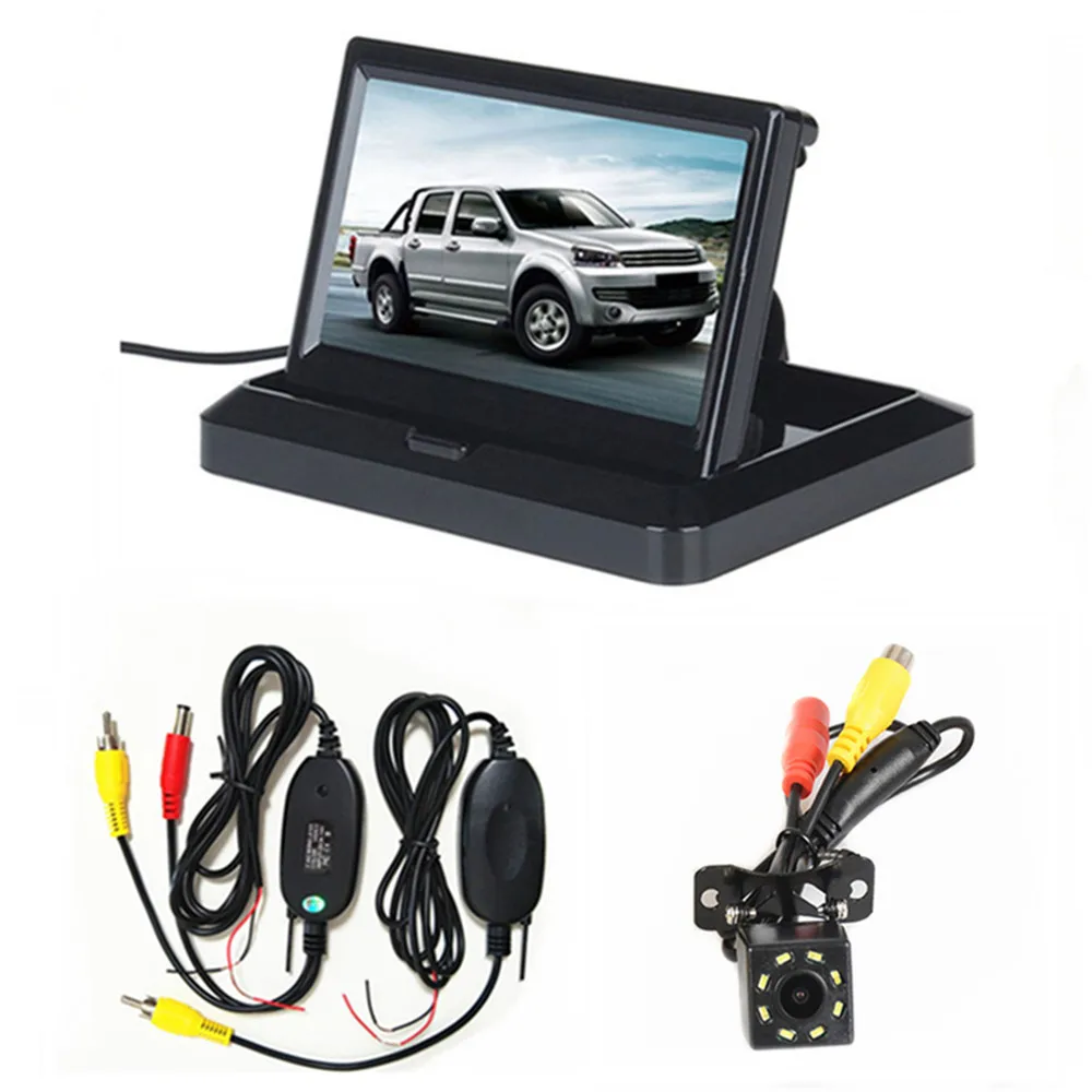 With wireless cam04 Складной " TFT LCD HD800* 480 экран автомобильный монитор заднего вида парковочный монитор с 2 видео входом, камера заднего вида(опционально - Цвет: With wireless cam04