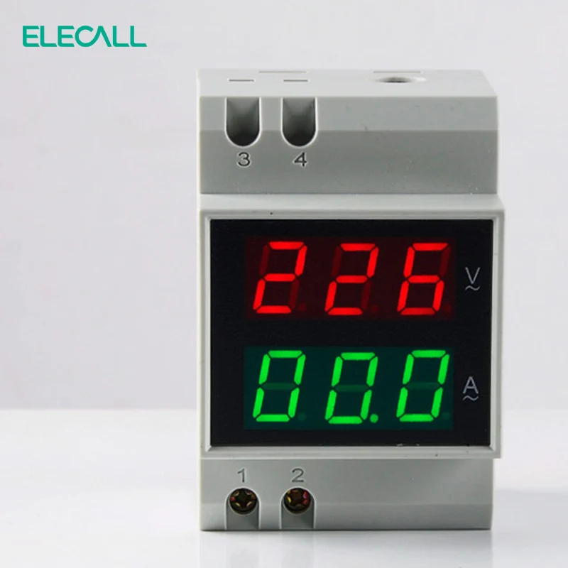 

ELECALL D52-2042 Double Display DIN RAIL Red Green AC80-300V AC0.1-99.9A Digital AC Voltmeter Alternationg Voltage Current Meter