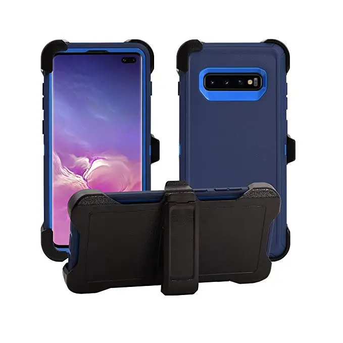 Синий Защитный противоударный чехол для samsung Galaxy S10 Lite S10plus S9 S8 plus для Note8 Note9 с кобурой и зажимом для ремня - Цвет: Синий