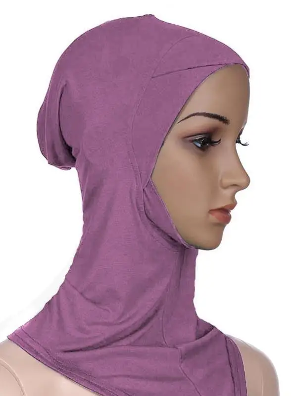 Muslim Women Under Scarf Hat Cap Soft Bone Bonnet Ninja Hijab Islamic Lady Neck Cover Niquabs Ramadan Beanies Amira Middle East - Цвет: Purple