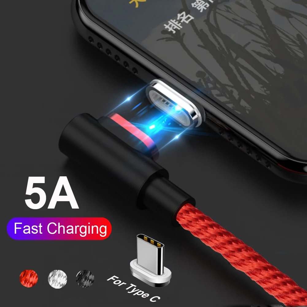 Jetjoy Магнитный 5A usb type C Быстрый кабель синхронизации зарядного устройства для huawei P30 Pro mate 20 Lite нейлоновый ткацкий светодиодный светильник