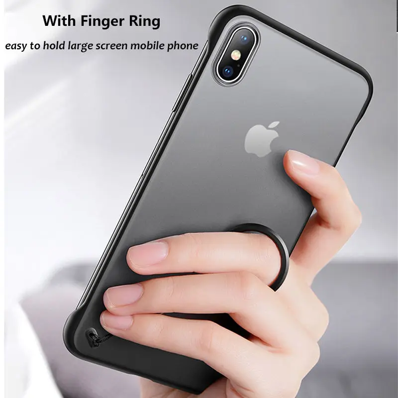 Прозрачный Бескаркасный с кольцом на палец чехол для телефона для iPhone 11 X XR XS Max 6 6s 7 8 Plus ультратонкий жесткий чехол из поликарбоната