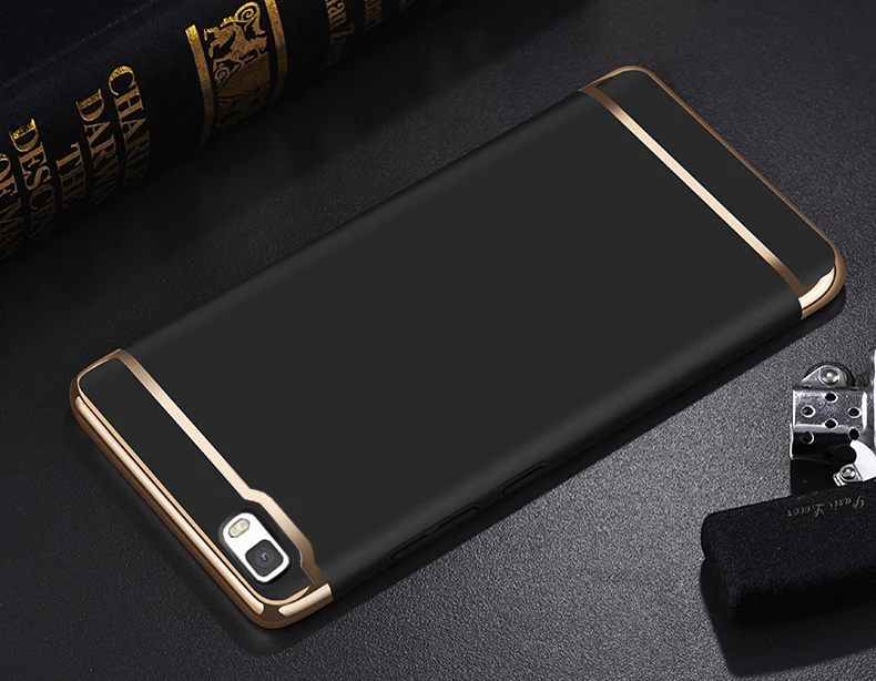 Case For Huawei P8 lite 2015 Cover Luxury Royal Gold Metal TPU Plating Hard Removable 3 in 1 Phone funda |