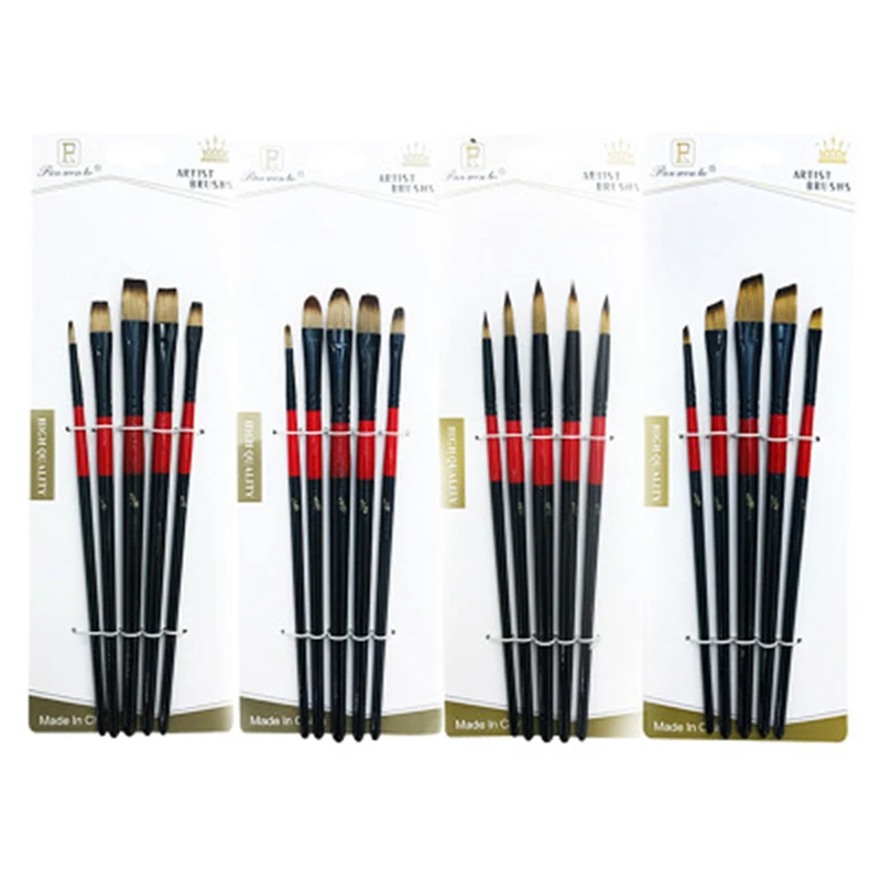 

Hot 5Pcs Watercolor Painting Tool Nylon Hair Paint Brushes Watercolor Gouache Brush Set Oil Acrylic Art Drawing Brushes Supplies