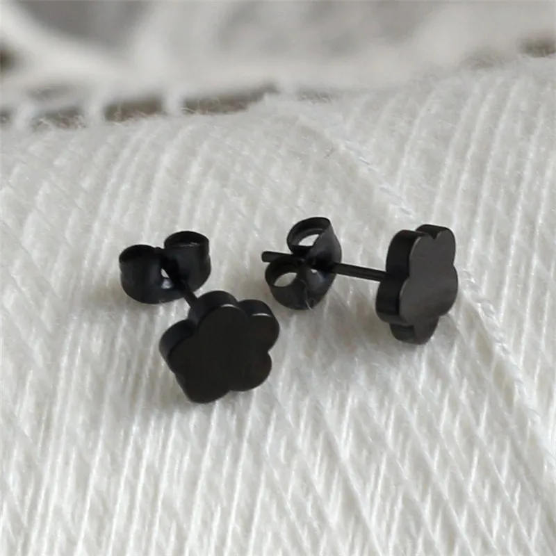 Titanium 316L Stainless Steel Black IP Planting Stud Earrings 8mm No Fade Allergy Free Fashion Jewelry 10717