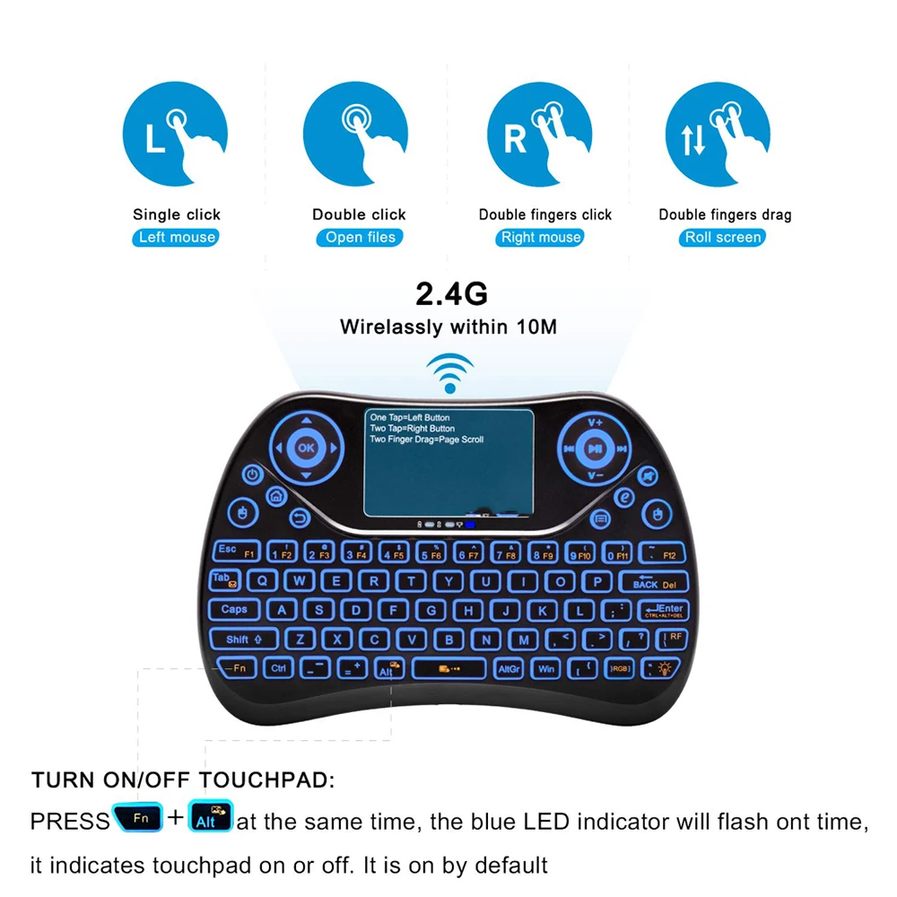 2 в 1 Мини Беспроводная клавиатура Air Mouse с тачпадом для Smart TV Samsung LG Android Tv Box ПК