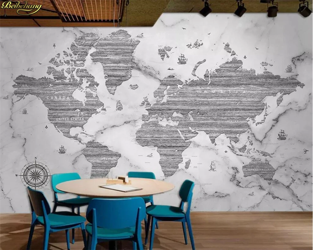 

beibehang Custom photo wallpaper mural world map white marble background wall papers home decor papel de parede infantil
